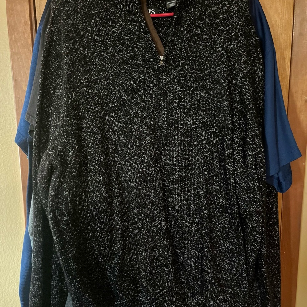 Chaps Black Marled Quarter-Zip Sweater